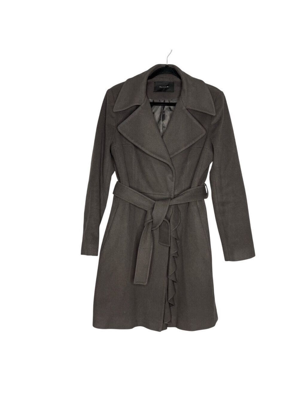 Tahari 100% Wool Dark Olive Green Tusk Mid Length Coat, size 6